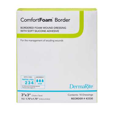 ComfortFoam™ Border Foam Dressing 3 X 3 Inch With Border Waterproof Backing Silicone Adhesive Square Sterile (946493_EA)