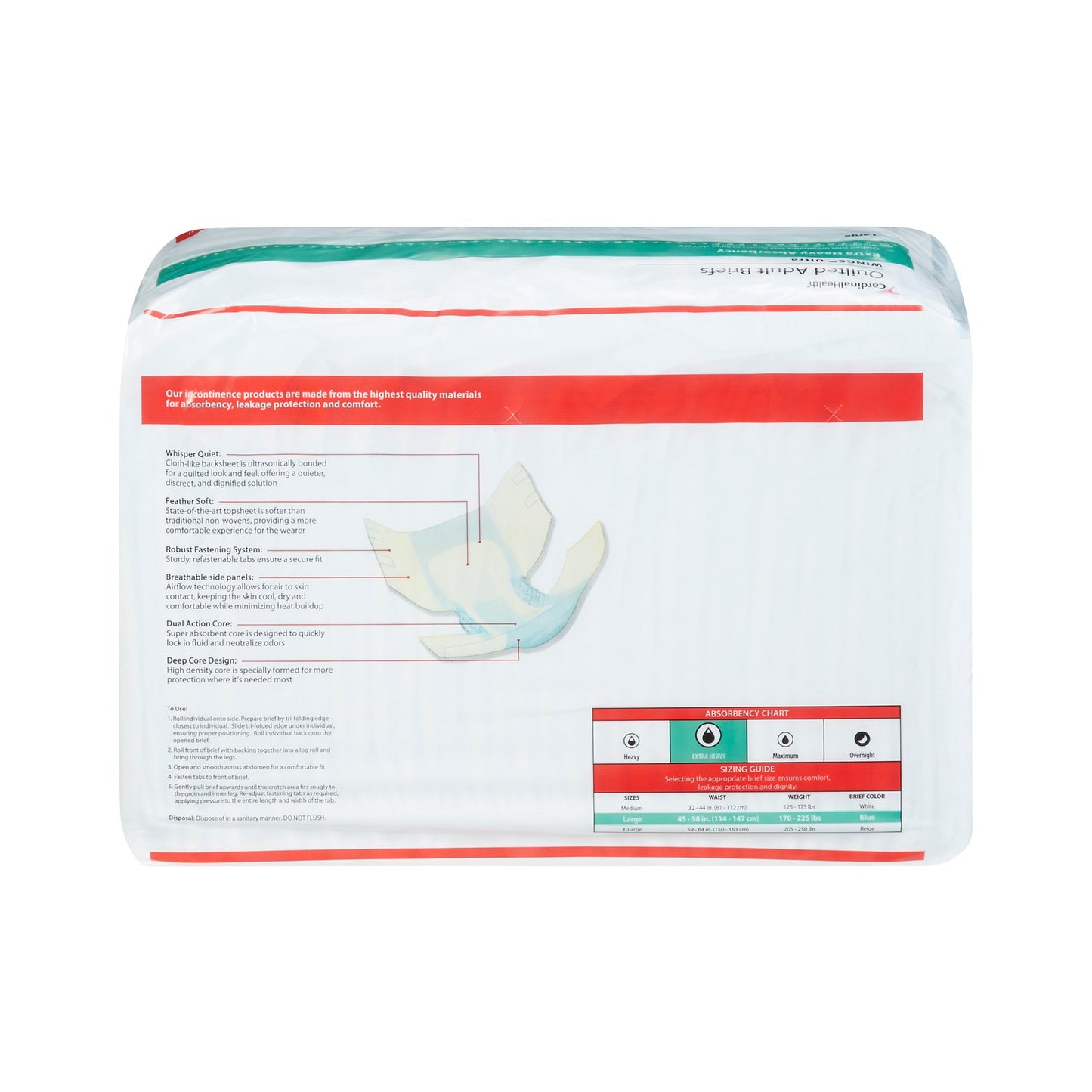 Wings™ Ultra Unisex Adult Incontinence Brief Large Disposable Heavy Absorbency (960581_BG)