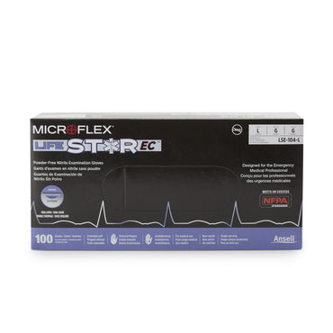 LifeStar™ EC Exam Glove Large NonSterile Nitrile Extended Cuff Length Textured Fingertips White / Blue Fentanyl Tested (1086858_CS)