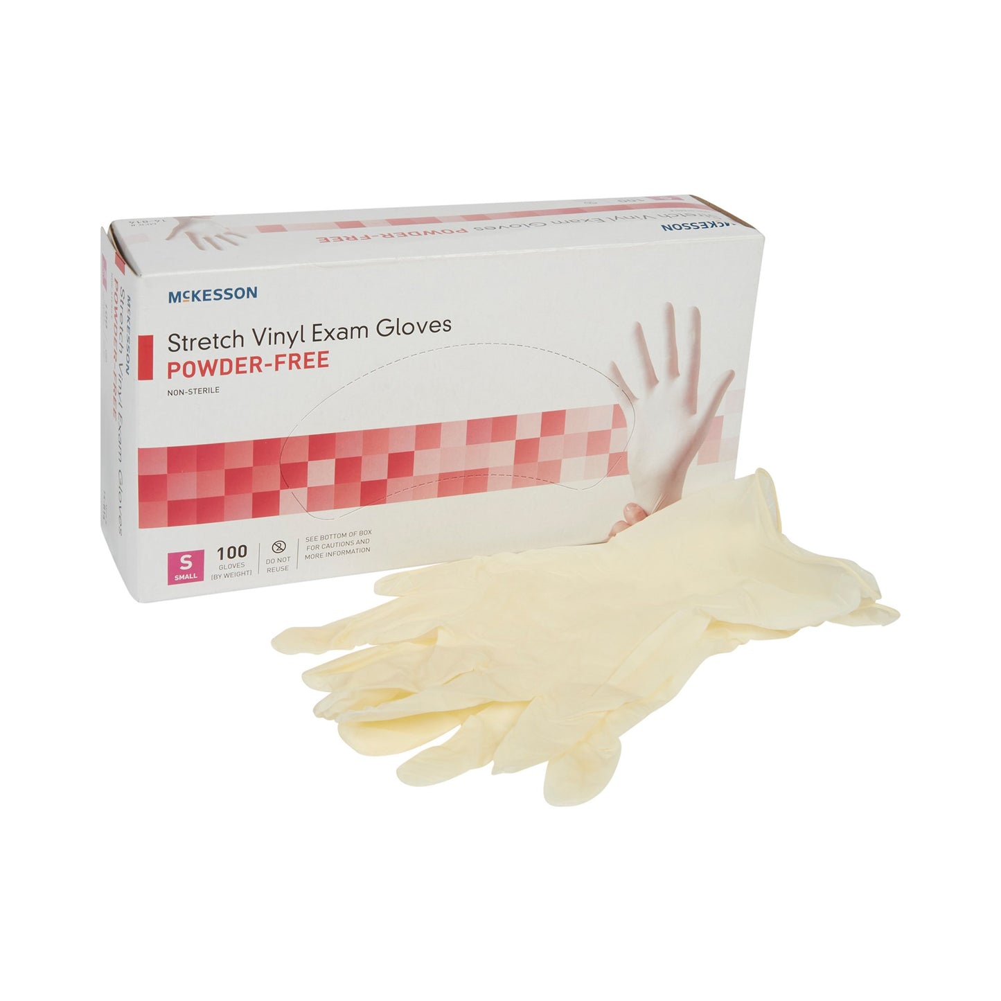 McKesson Exam Glove Small NonSterile Stretch Vinyl Standard Cuff Length Smooth Ivory Not Rated (409742_CS)
