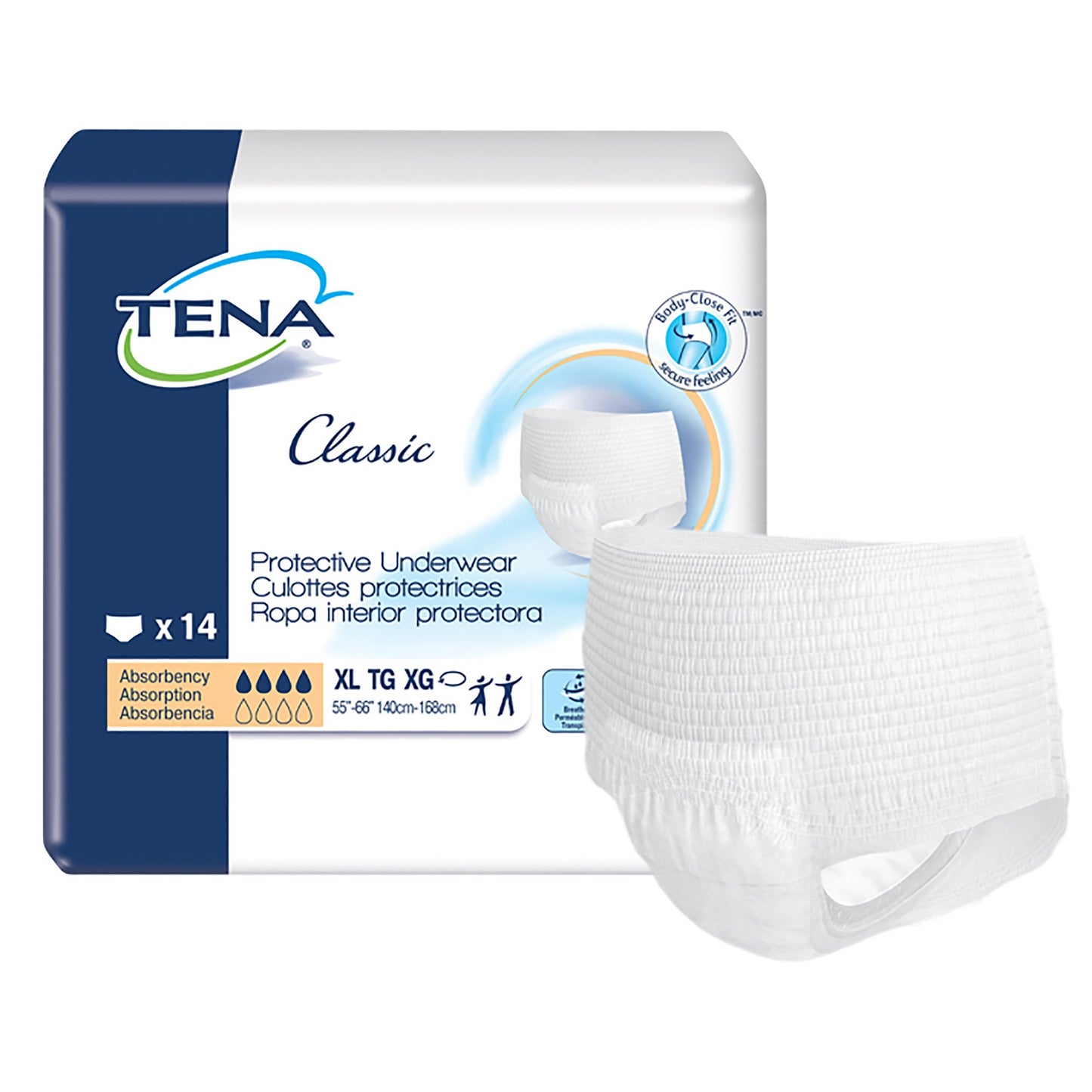 TENA® Classic Unisex Adult Absorbent Underwear Pull On with Tear Away Seams X-Large Disposable Moderate Absorbency (959417_CS)