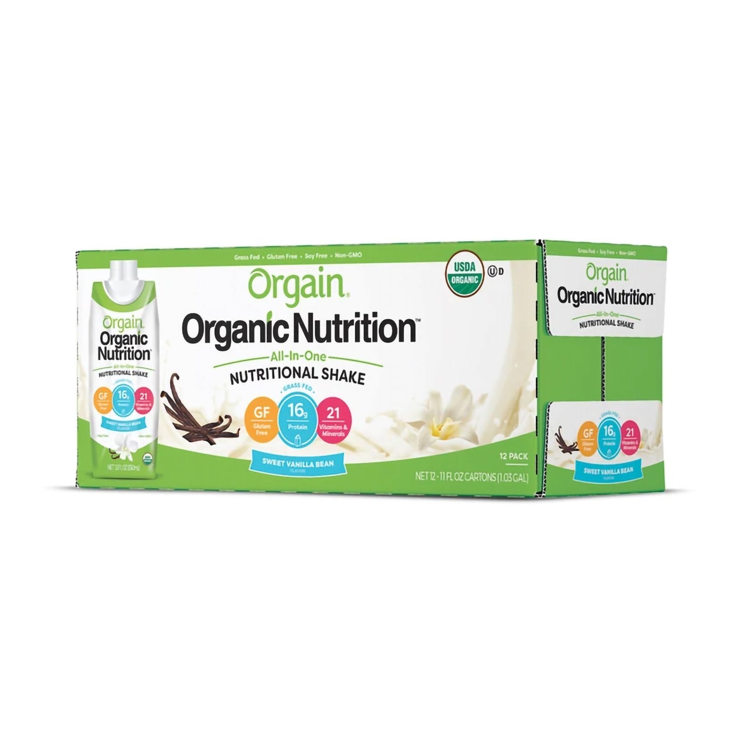 Orgain® Organic Nutritional Shake Oral Supplement Sweet Vanilla Bean Flavor Liquid 11 oz. Carton (1039285_EA)