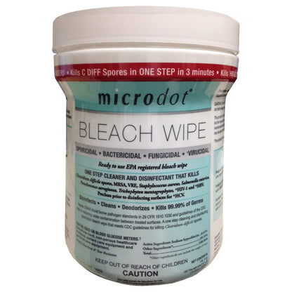 microdot® Surface Disinfectant Premoistened Manual Pull Wipe 160 Count Canister Bleach Scent NonSterile (807445_CS)