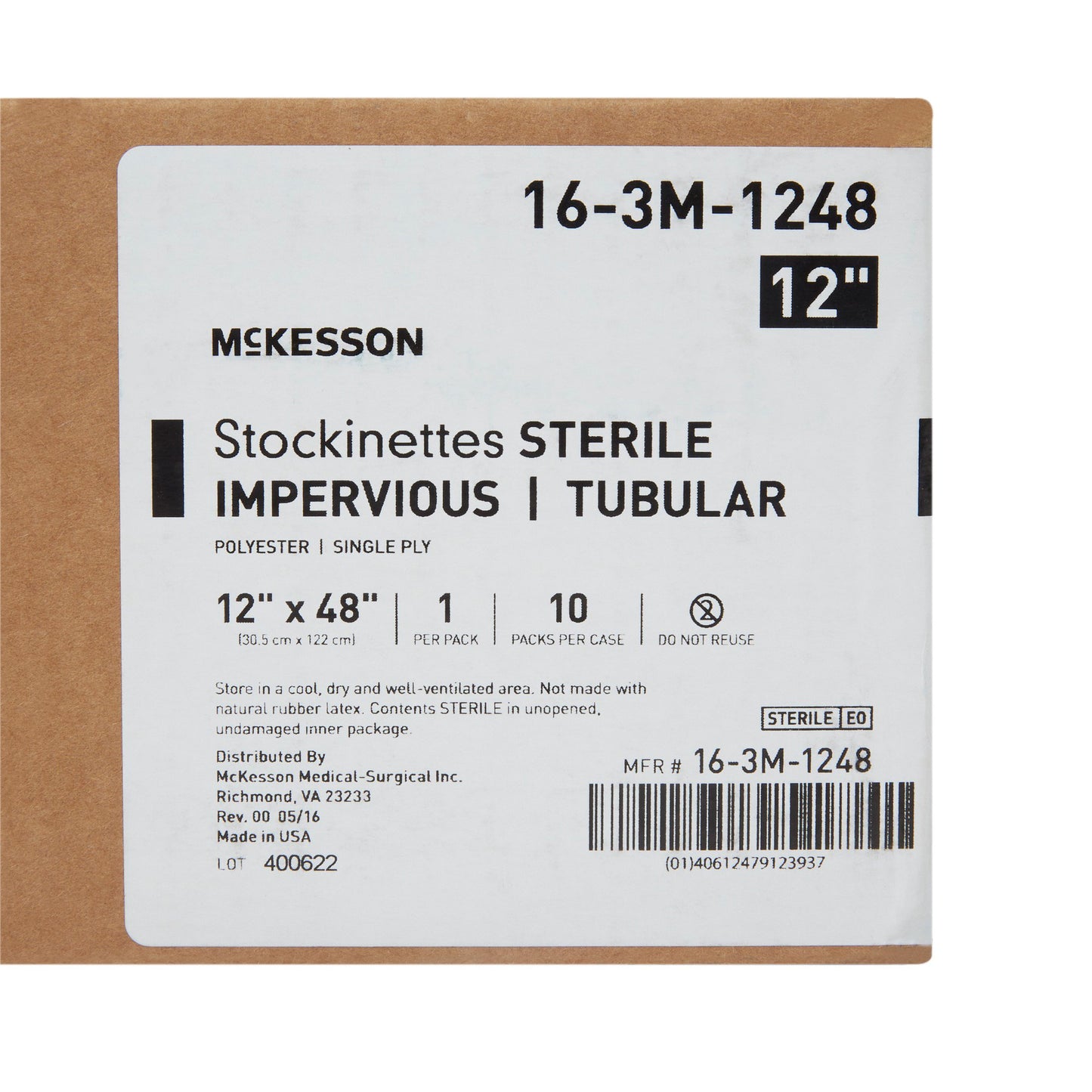 McKesson Surgical Stockinette Impervious / Tubular 12 W X 48 L Inch Sterile (460834_EA)