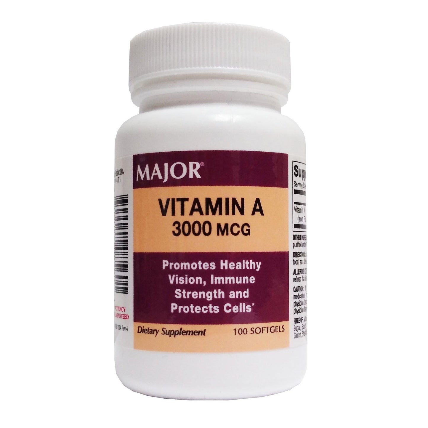 Major® Vitamin Supplement Vitamin A 3,000 mcg Strength Capsule 100 per Bottle (919506_BT)