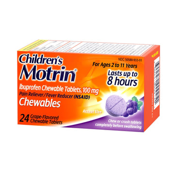 Motrin® Children's Pain Relief 100 mg Strength Ibuprofen Chewable Tablet 24 Per Bottle (1218802_BT)