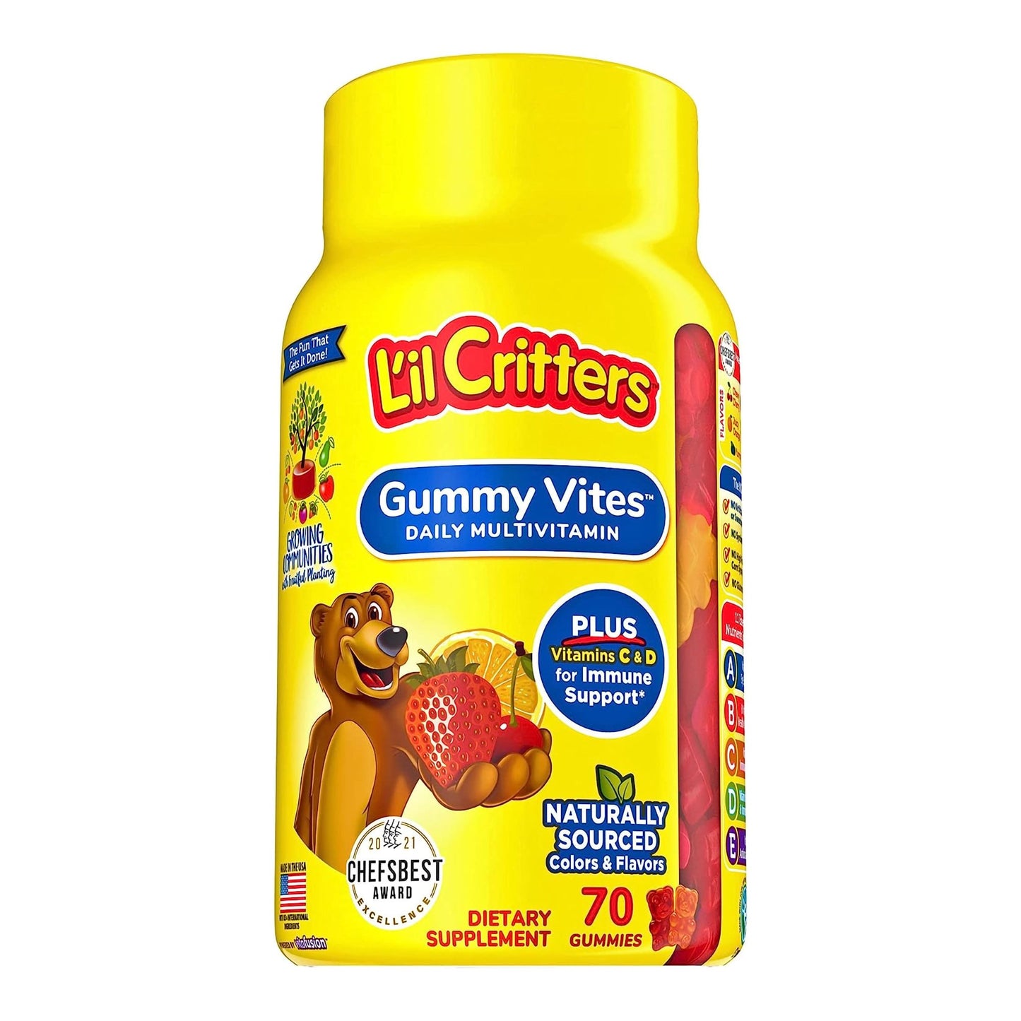 L'il Critters® Multivitamin Supplement Vitamin A / Ascorbic Acid / Vitamin D 2,100 IU - 400 IU - 20 mg Strength Gummy 70 per Bottle Assorted Fruit Flavor (830733_BT)