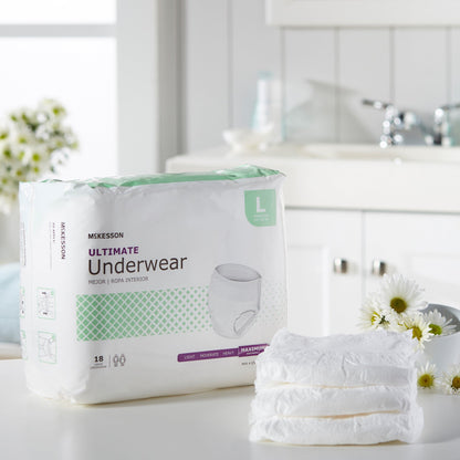 McKesson Unisex Adult Absorbent Underwear Pull On with Tear Away Seams Large Disposable Heavy Absorbency (1123836_BG)