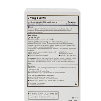 McKesson Oral Pain Relief 20% Strength Benzocaine Oral Gel 0.75 Gram (1111727_BX)