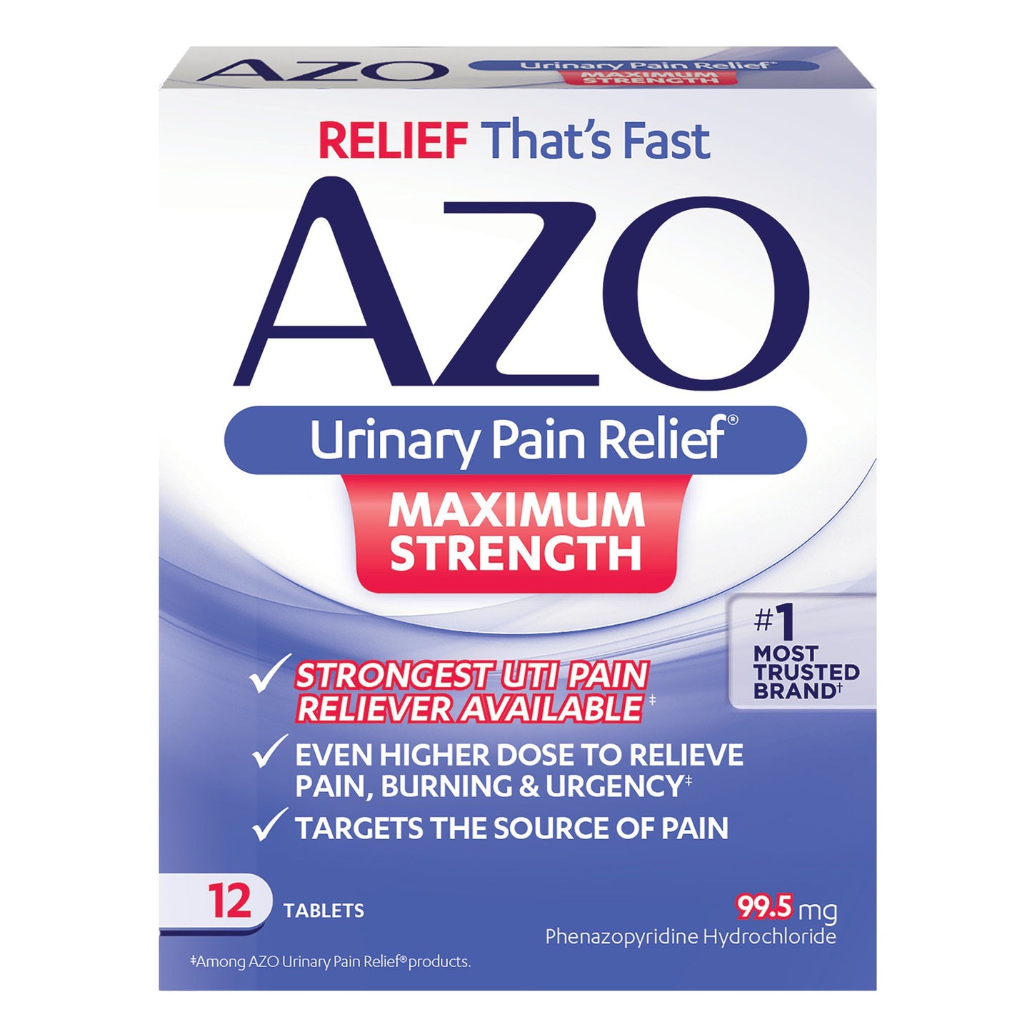AZO® Maximum Strength Urinary Pain Relief 99.5 mg Strength Phenazopyridine Hydrochloride Tablet 12 per Box (1268925_BX)