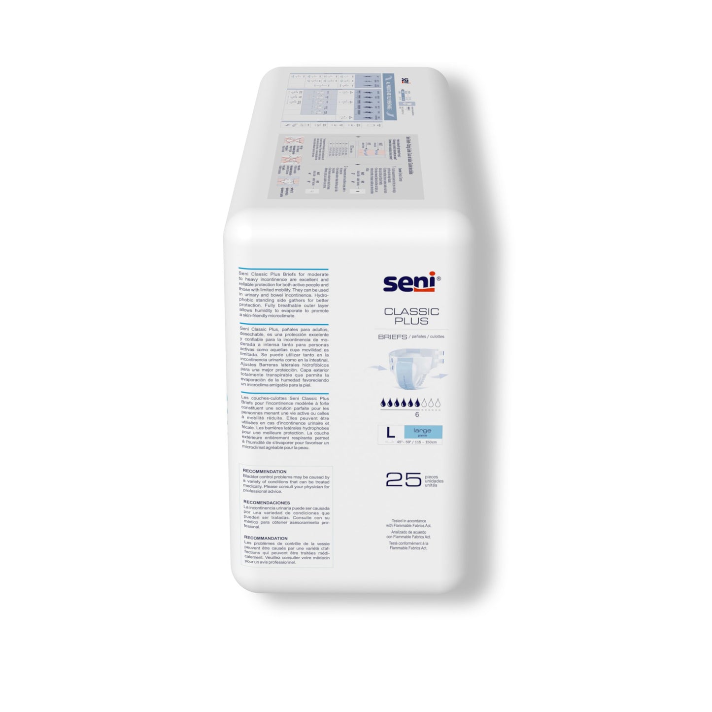 Seni® Classic Plus Unisex Adult Incontinence Brief Large Disposable Moderate Absorbency (1163864_CS)