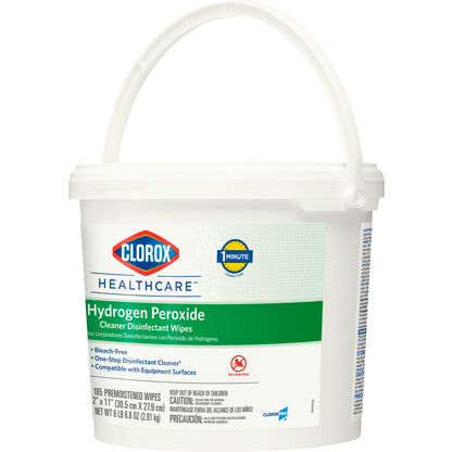 Clorox Healthcare® Surface Disinfectant Cleaner Premoistened Hydrogen Peroxide Based Manual Pull Wipe 185 Count Pail Unscented NonSterile (853531_CT)