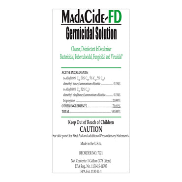 MadaCide-FD® Surface Disinfectant Cleaner Germicidal Manual Pour Liquid 1 gal. Jug Alcohol Scent NonSterile (403594_CS)