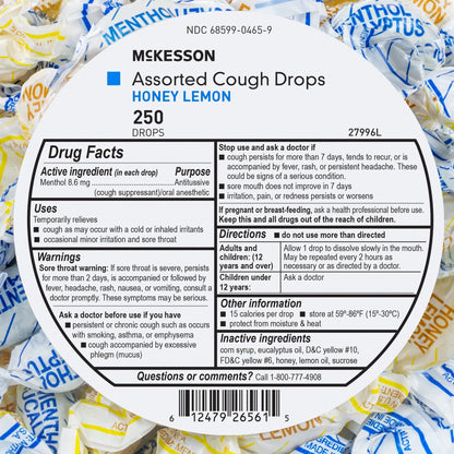 McKesson Brand Cold and Cough Relief 8.6 mg Strength Lozenge 250 per Jar (1111747_CS)