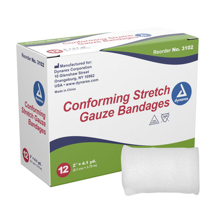 Dynarex® Conforming Bandage 2 Inch X 4-1/10 Yard 1-Ply NonSterile 12 per Pack (691352_BX)