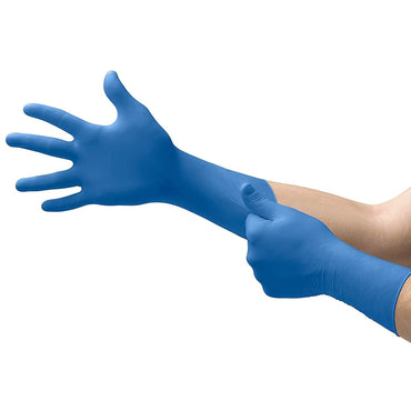 SafeGrip® Exam Glove Large NonSterile Latex Extended Cuff Length Textured Fingertips Blue Chemo Tested (306871_BX)