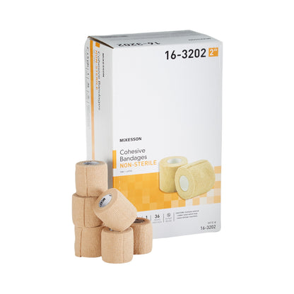 McKesson Cohesive Bandage 2 Inch X 5 Yard Self-adherent Closure Tan NonSterile Standard Compression (464152_CS)