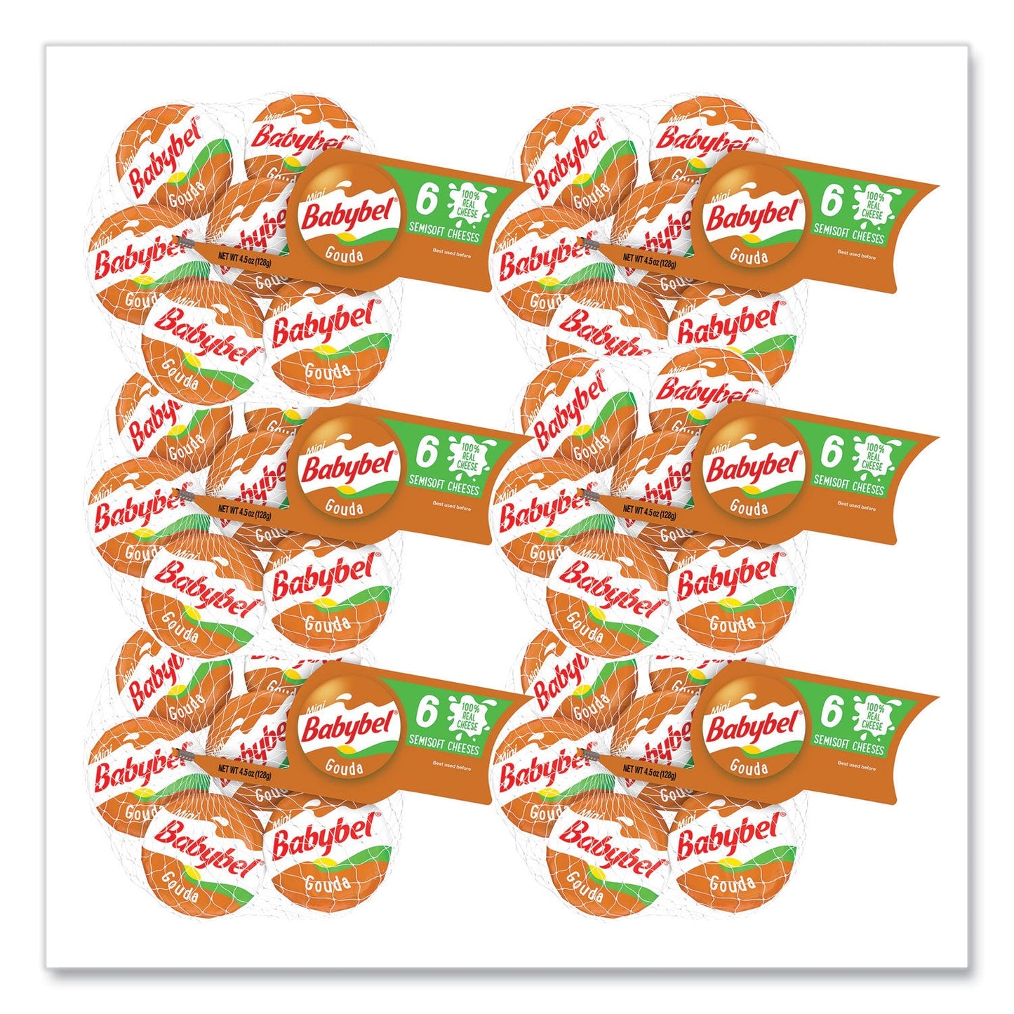 Babybel Gouda, 0.71 oz Individually Wrapped, 6/Bag, 6 Bags/Carton (GRR60000230)