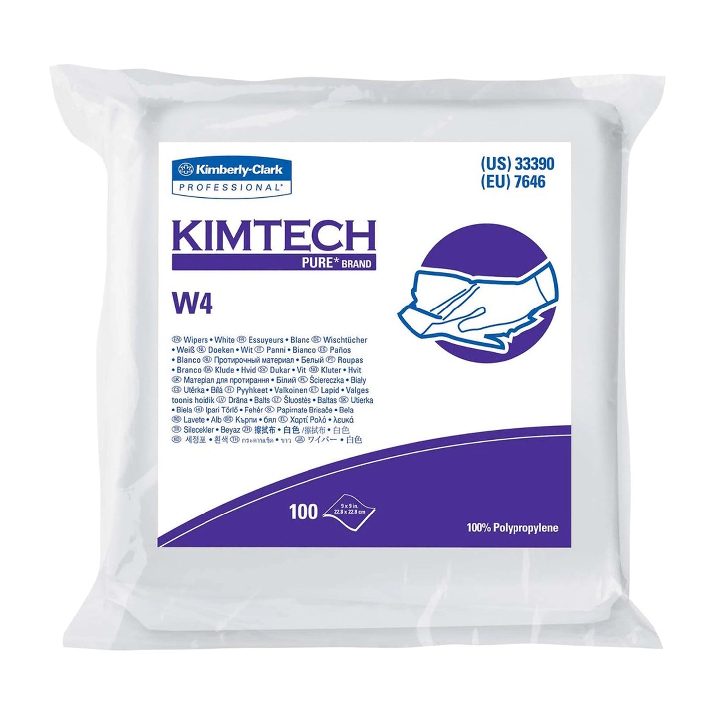 KIMTECH PURE W4 Cleanroom Wipe ISO Class 4 100 Count Double Bag 9 X 9 Inch NonSterile Disposable (566444_PK)