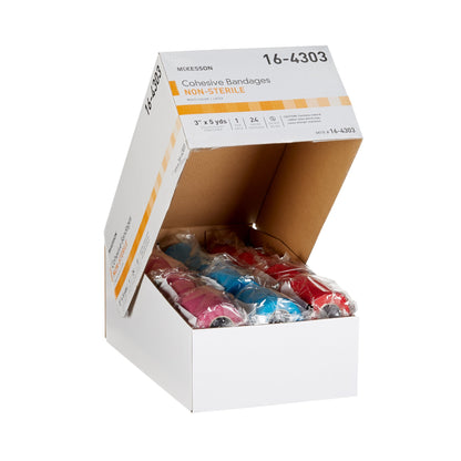 McKesson Cohesive Bandage 3 Inch X 5 Yard Self-adherent Closure Purple / Pink / Green / Light Blue / Royal Blue / Red NonSterile Standard Compression (464157_PK)