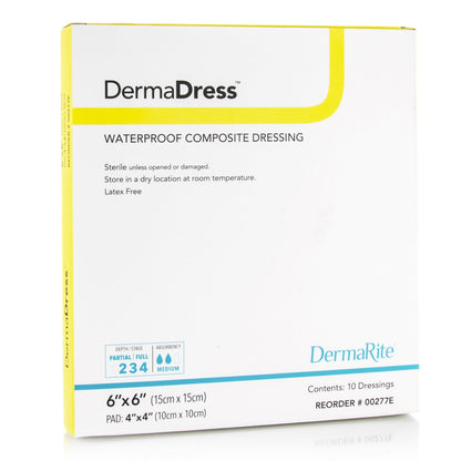 DermaDress™ Composite Dressing 6 X 6 Inch Square Sterile Waterproof Film Backing (727077_BX)