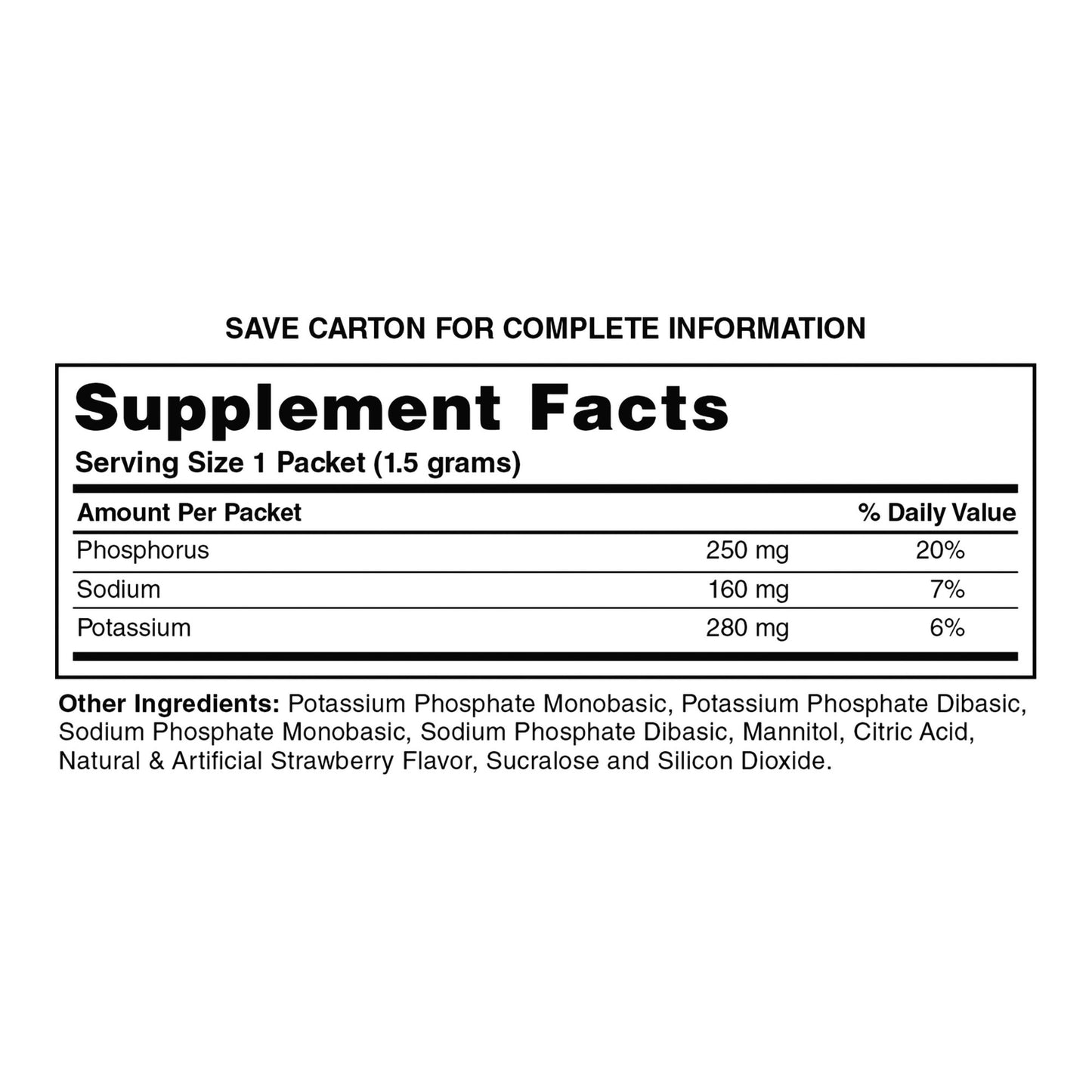 Geri-Care® Dietary Supplement Phosphorus / Sodium / Potassium 250 mg -160 mg - 280 mg Strength Oral Powder 100 per Box Strawberry Flavor (1179898_PK)