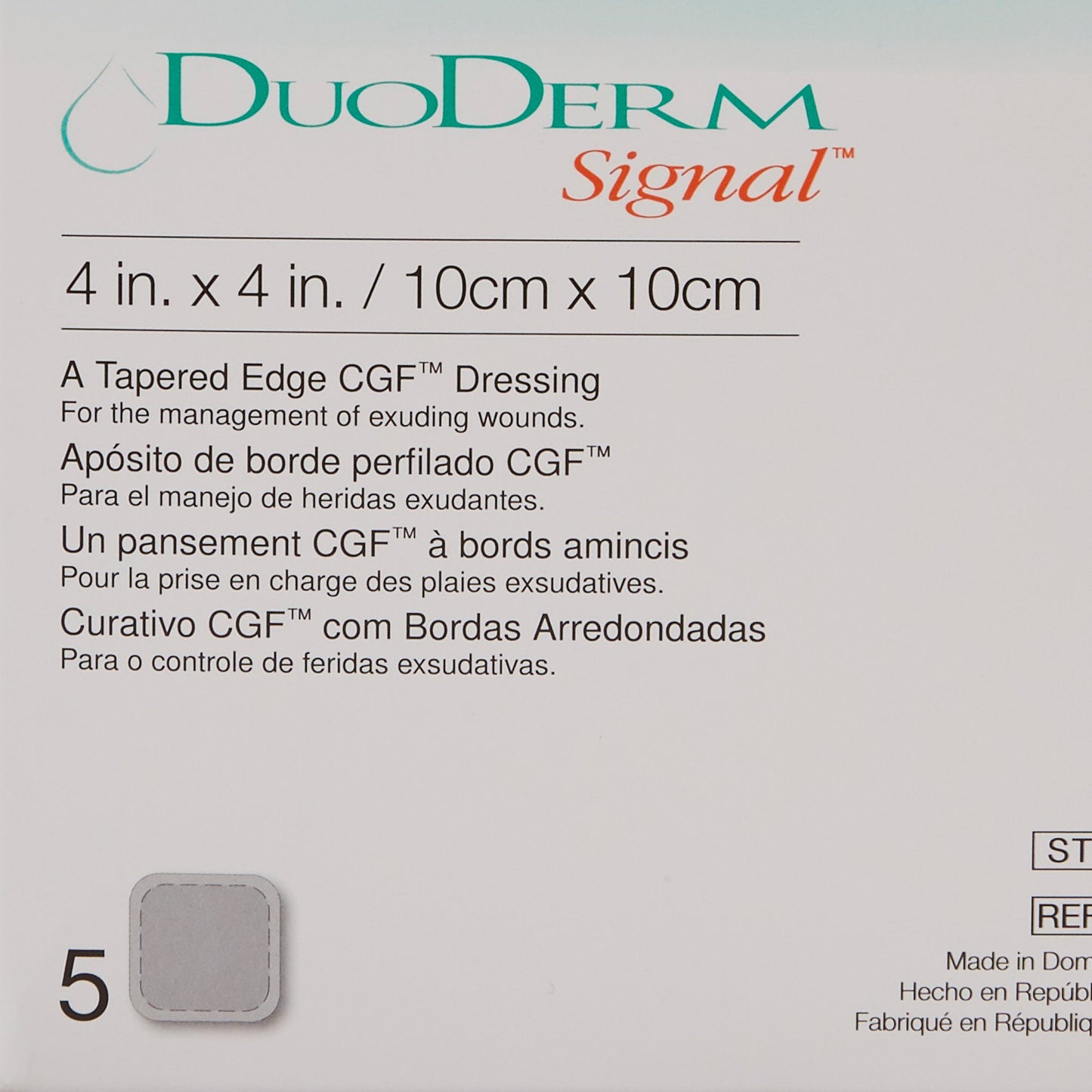 DuoDERM® Signal® CGF® Hydrocolloid Dressing Foam Backing 4 X 4 Inch Square Hydrocolloid (426728_BX)