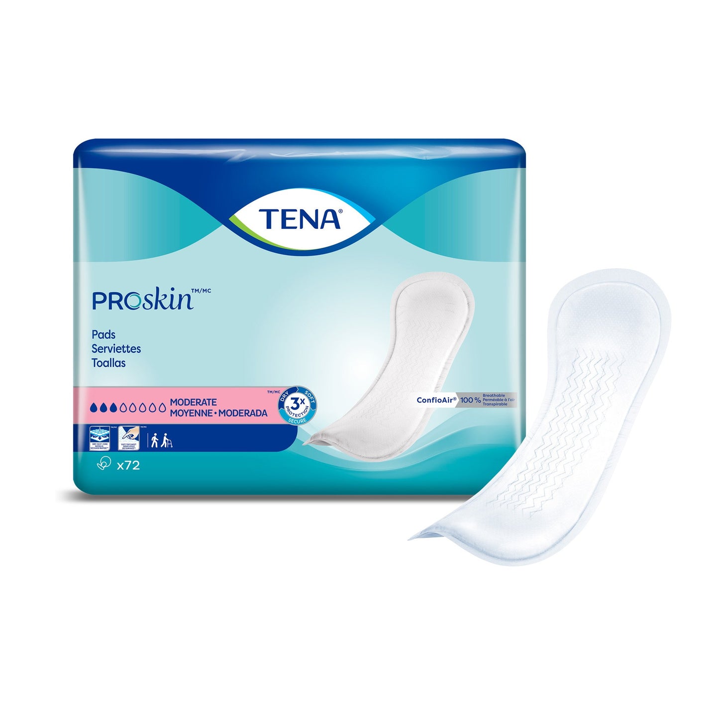 TENA ProSkin™ Moderate Bladder Control Pad 11 Inch Length Moderate Absorbency Dry-Fast Core™ One Size Fits Most (843792_CS)