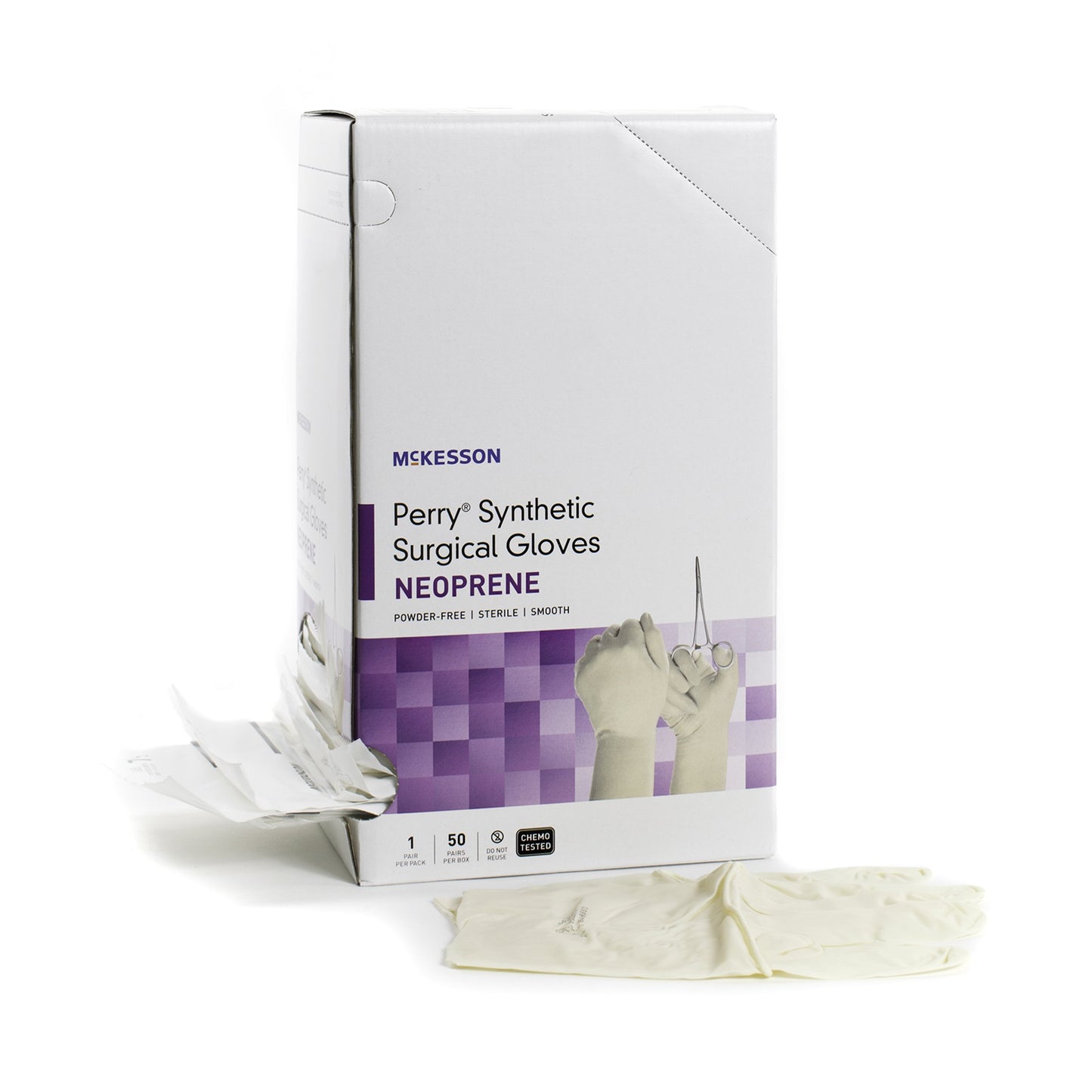 McKesson Perry® Synthetic Surgical Gloves Surgical Glove Size 6 Sterile Polychloroprene Standard Cuff Length Smooth Cream Chemo Tested (1044744_CS)