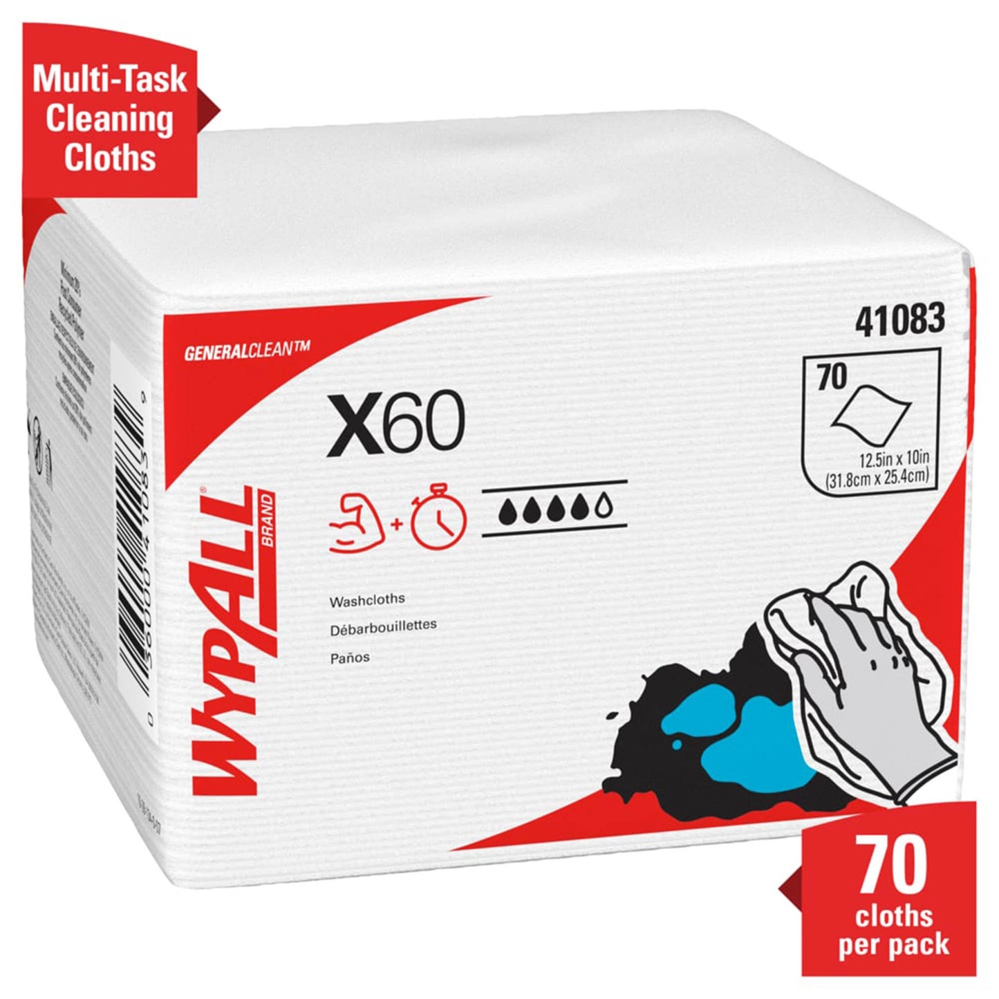 WypAll® X60 Task Wipe Light Duty 70 Count Poly Pack 10 X 12-1/2 Inch NonSterile Disposable (969794_CS)