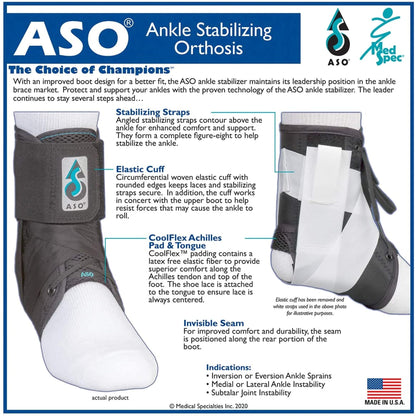 ASO® Speed Lacer Ankle Brace Medium Lace-Up / Hook and Loop Strap Closure Foot (636482_EA)