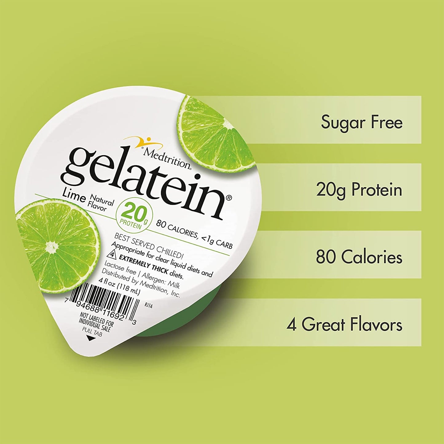 Gelatein® Oral Supplement Lime Flavor Gel 4 oz. Cup (1107859_CS)