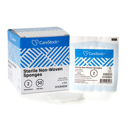 CareStock™ Gauze Sponge 2 X 2 Inch 4-Ply Sterile 2 per Pack (1242209_CS)