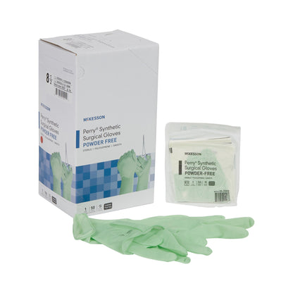 McKesson Perry® Performance Plus Surgical Glove Size 8.5 Sterile Polyisoprene Standard Cuff Length Smooth Green Chemo Tested (1044725_BX)