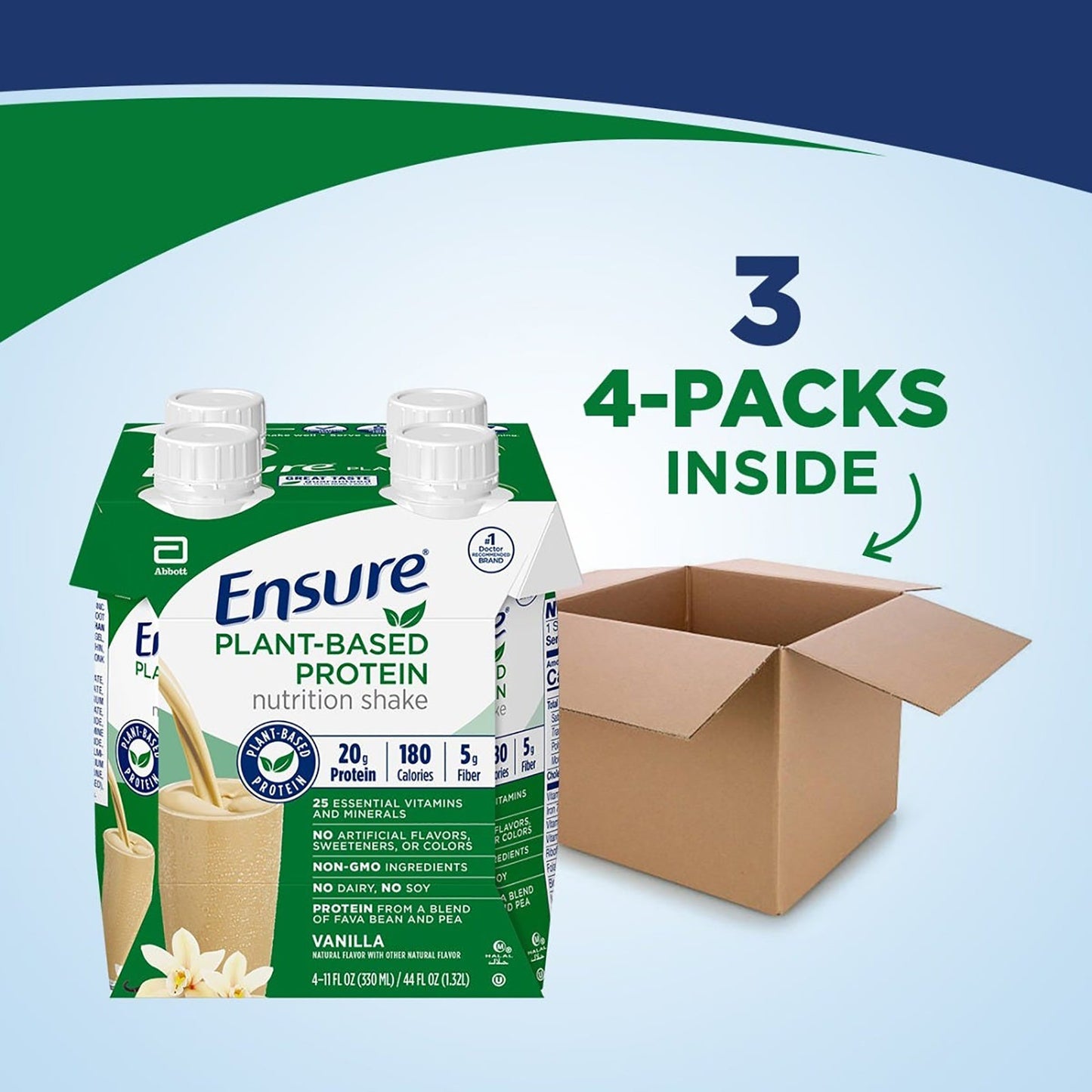 Ensure® Plant Based Protein Nutrition Shake Oral Supplement Vanilla Flavor Liquid 11 oz. Carton (1157246_CS)