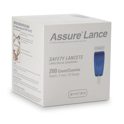 Assure® Safety Lancet 25 Gauge Protective Safety Cap Push Button Activation Finger (668950_BX)