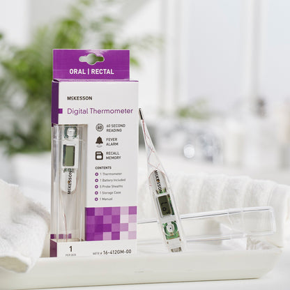 McKesson Digital Stick Thermometer Oral / Rectal / Axillary Probe Handheld (491097_EA)