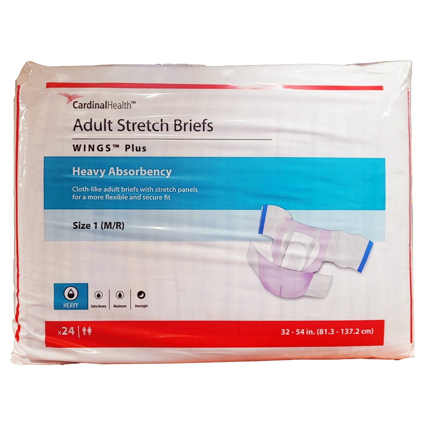 Wings™ Plus Unisex Adult Incontinence Brief Size 1 Disposable Heavy Absorbency (1214301_BG)