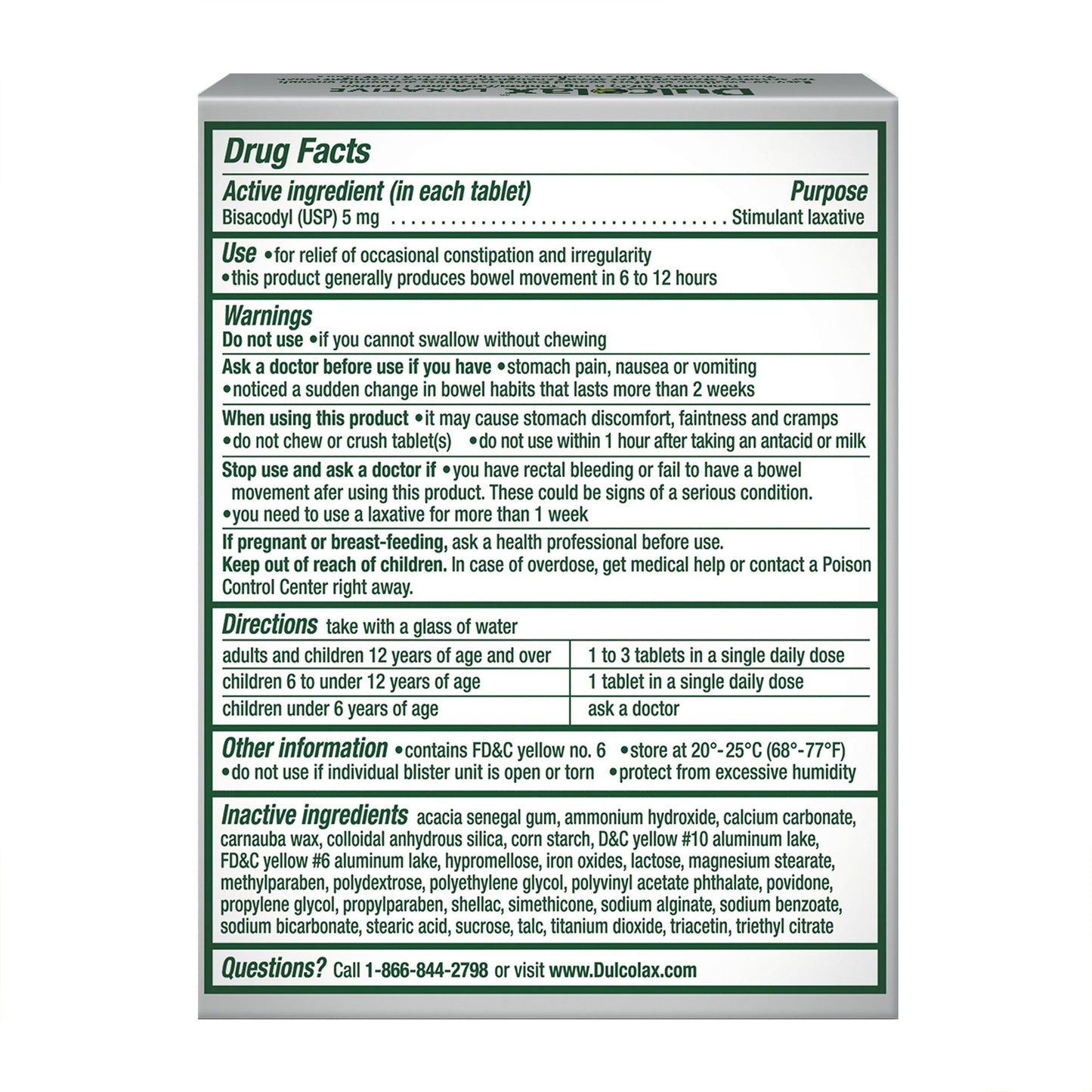 Dulcolax® Laxative Tablet 25 per Box 5 mg Strength Bisacodyl USP (853012_BX)