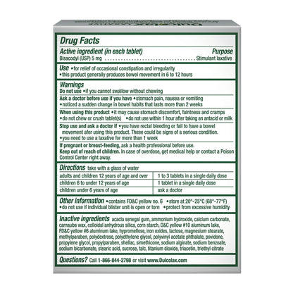 Dulcolax® Laxative Tablet 25 per Box 5 mg Strength Bisacodyl USP (853012_BX)