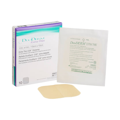 DuoDERM® Extra Thin CGF® Thin Hydrocolloid Dressing Film Backing 4 X 4 Inch Square Hydrocolloid / Film (187664_BX)