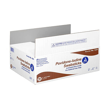 Dynarex Impregnated Swabstick 10% Strength Povidone Iodine Individual Packet NonSterile (688575_BX)