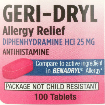 Geri-Dryl Allergy Relief 25 mg Strength Tablet 100 per Bottle (873289_CS)