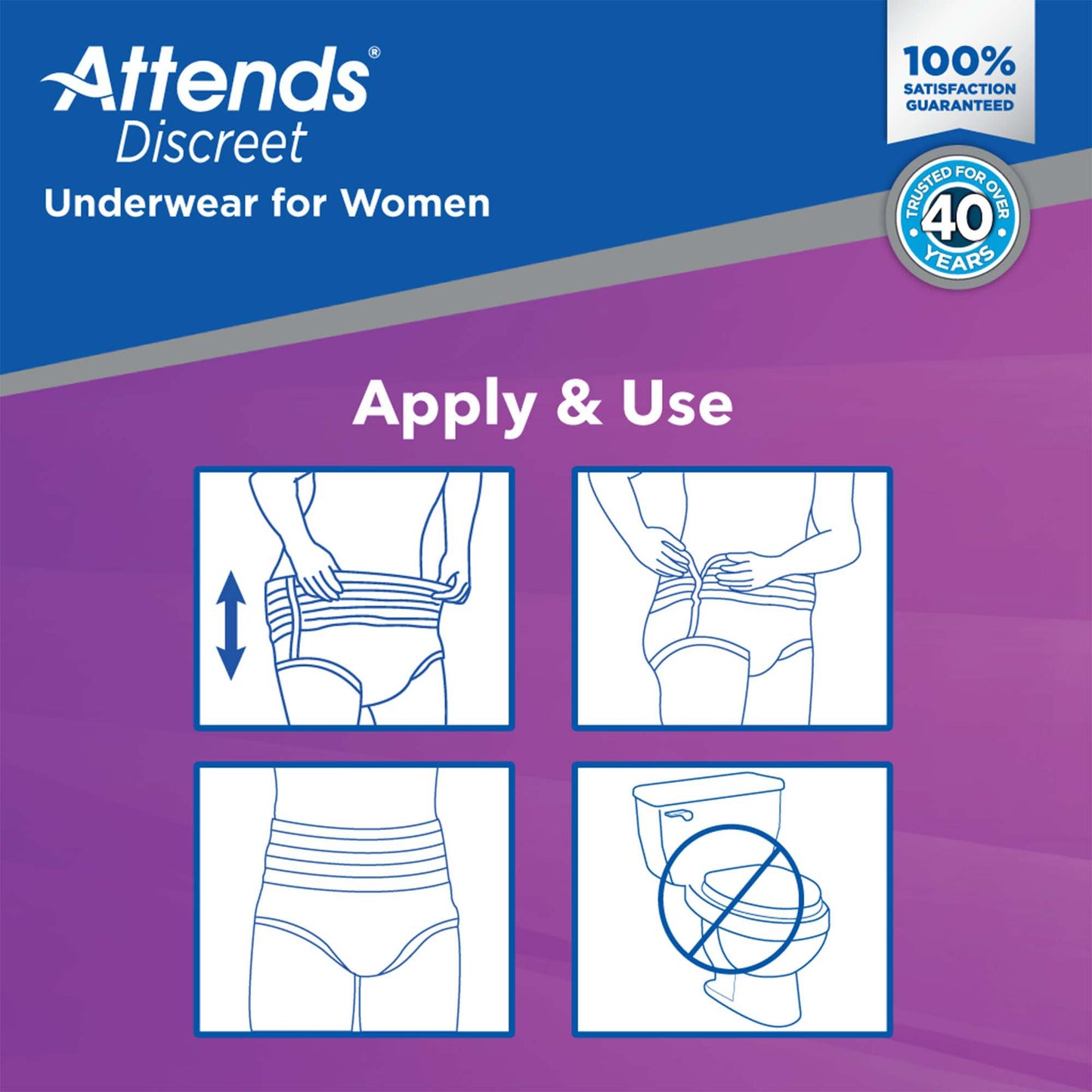 Attends® Discreet Female Adult Absorbent Underwear Pull On with Tear Away Seams Medium Disposable Heavy Absorbency (1039110_CS)