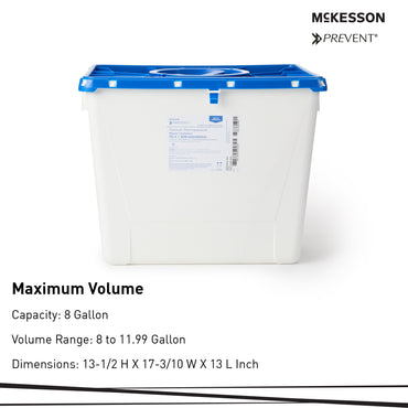 McKesson Prevent® Pharmaceutical Waste Container White Base 13-1/2 H X 17-3/10 W X 13 L Inch Vertical Entry 8 Gallon (1011862_CS)