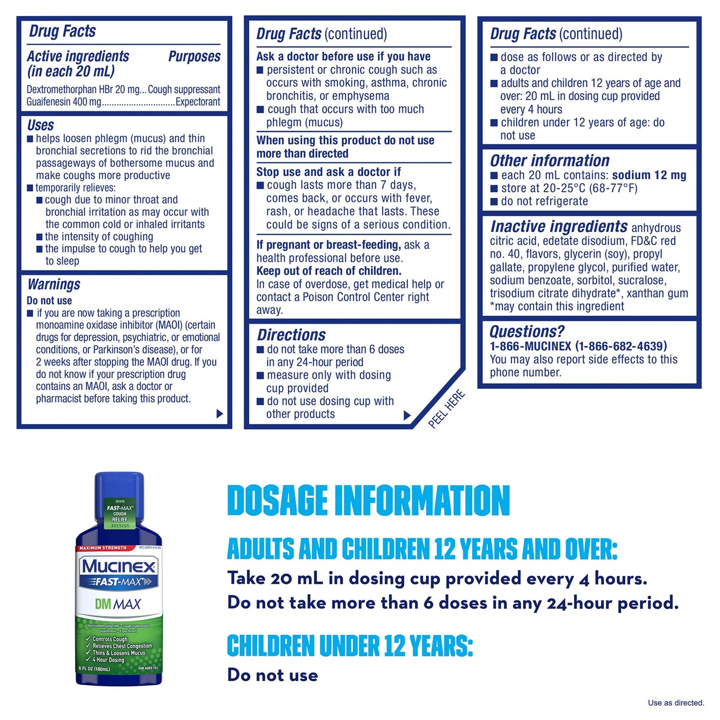 Mucinex® Fast-Max™ DM Max Cold and Cough Relief 400 mg - 20 mg / 20 mL Strength Liquid 6 oz. (830949_EA)