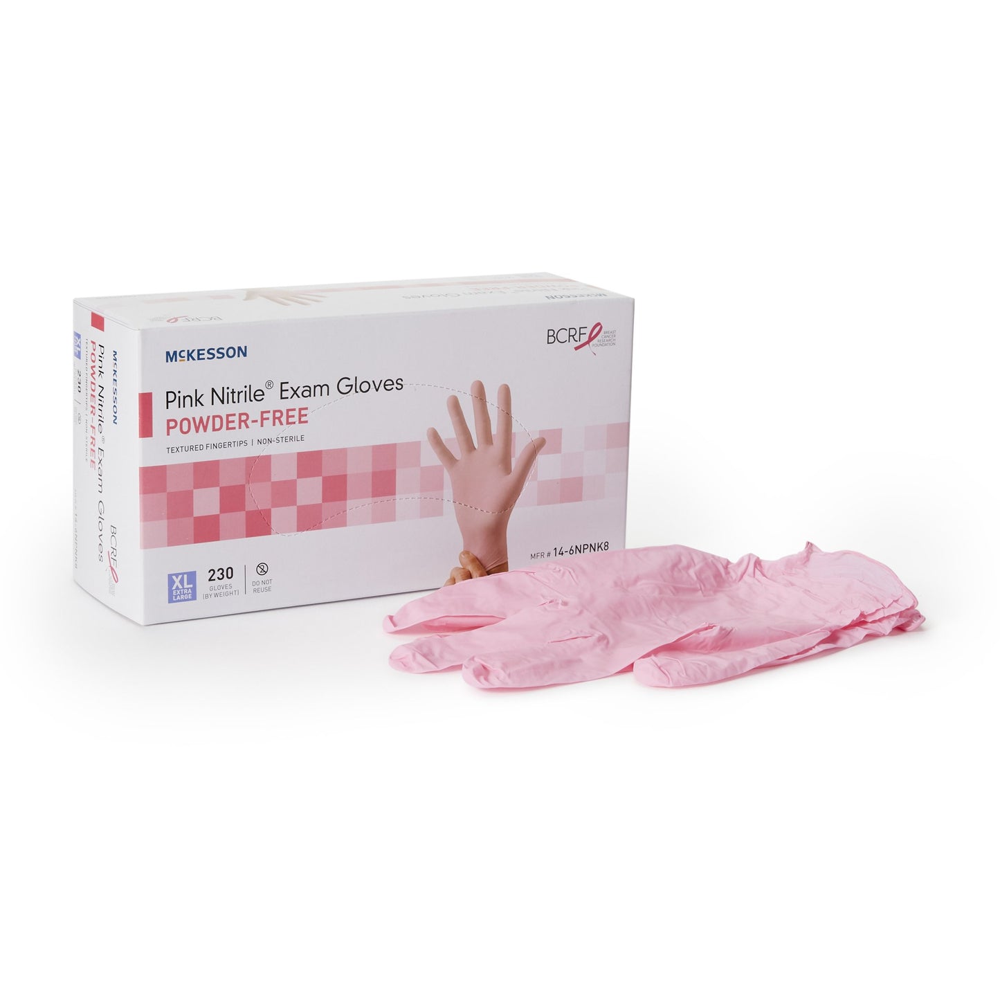 McKesson Pink Nitrile® Exam Glove X-Large NonSterile Nitrile Standard Cuff Length Textured Fingertips Pink Not Rated (1065404_CS)
