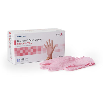 McKesson Pink Nitrile® Exam Glove X-Large NonSterile Nitrile Standard Cuff Length Textured Fingertips Pink Not Rated (1065404_CS)