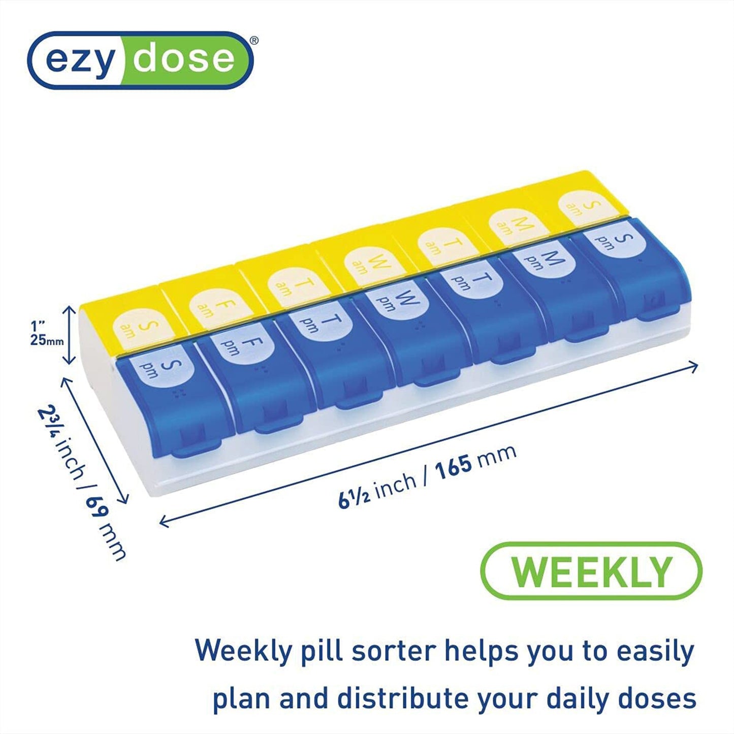 Ezy Dose® Pill Organizer X-Large 7 Day 2 Dose (1010232_EA)