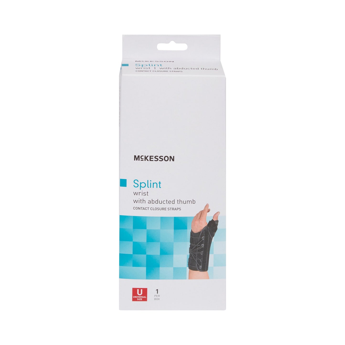 McKesson Wrist Brace with Thumb Spica Left Hand Black One Size Fits Most (1159147_EA)